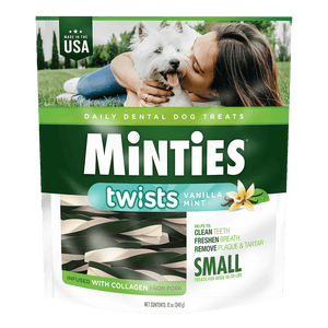 VetlQ Minties Twists Dental Bone Chews Dog Treats, Small 10-30-lb