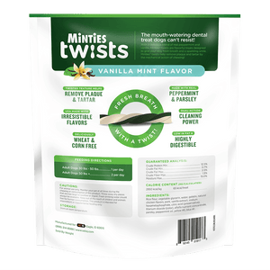 VetlQ Minties Twists Dental Bone Chews Dog Treats, Large Over-30-lb
