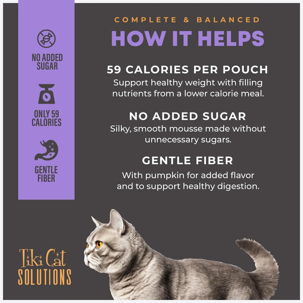 Tiki Cat Solutions Light Mousse Chicken, Turkey & Pumpkin in Broth Wet Cat Food Pouch