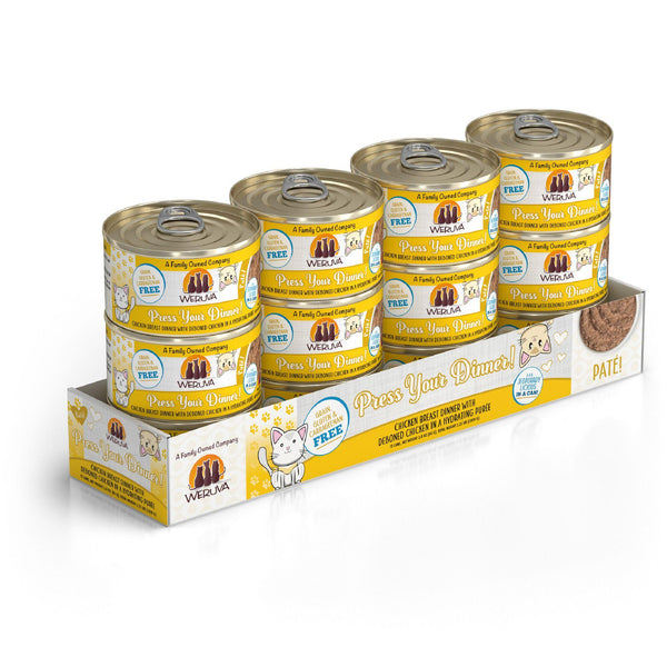 Weruva Pâté pour chat Press Your Dinner! Dîner de blanc de poulet avec poulet désossé en purée hydratante en boîte