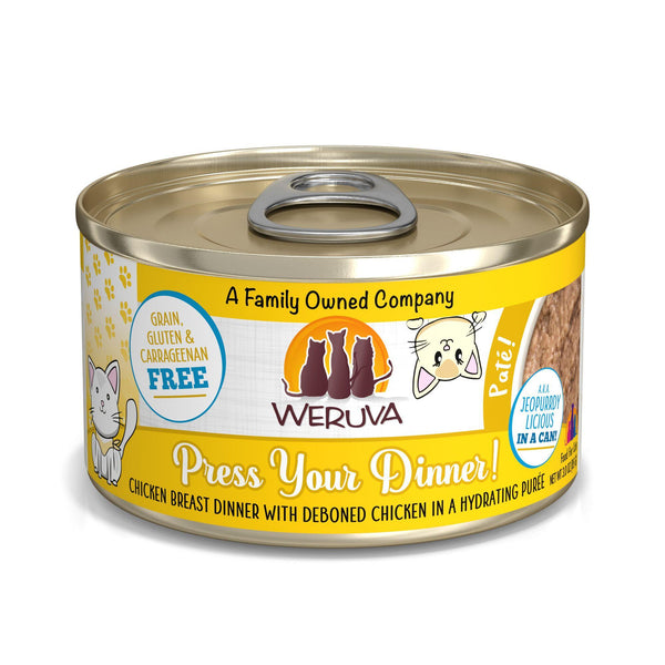 Weruva Pâté pour chat Press Your Dinner! Dîner de blanc de poulet avec poulet désossé en purée hydratante en boîte