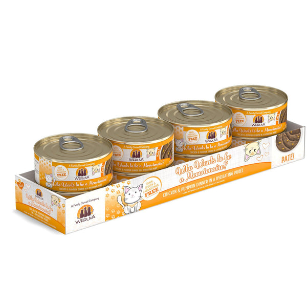 Weruva Pâté pour chat Who Wants to be a Meowionaire? Dîner poulet et citrouille en purée hydratante Boîte de nourriture humide pour chats