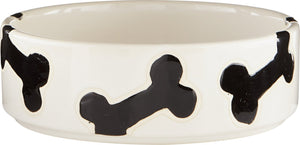 PetRageous Designs Slicker Bones Dog Bowl, Natural/Black, 2.5-cups