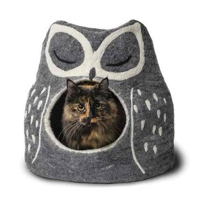 Dharma Dog Karma Cat Caverne chouette grise Lit pour chiens et chats