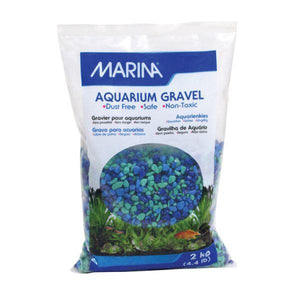 Marina Decorative Aquarium Gravel, Tri-Colored Blue