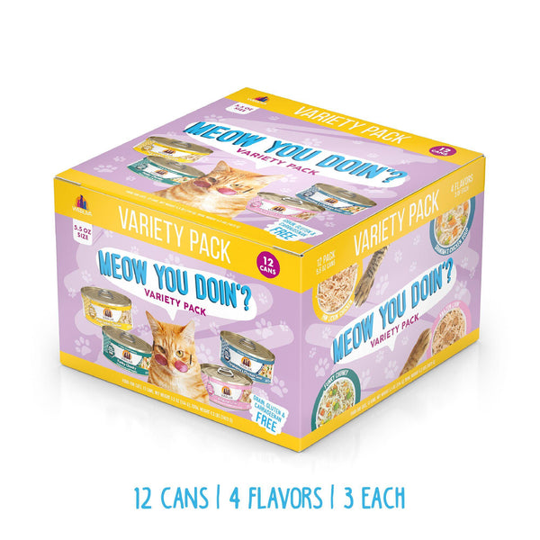 Weruva Classic Cat Meow You Doin'? Variety Pack Wet Cat Food Can, 5.5-oz, 12-pk