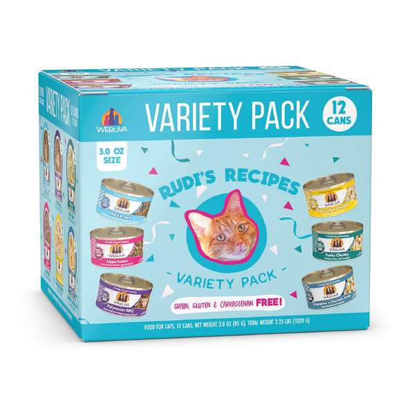 Weruva Classic Cat Rudi's Recipes Variety Pack Wet Cat Food Can, 3-oz, 12-pk