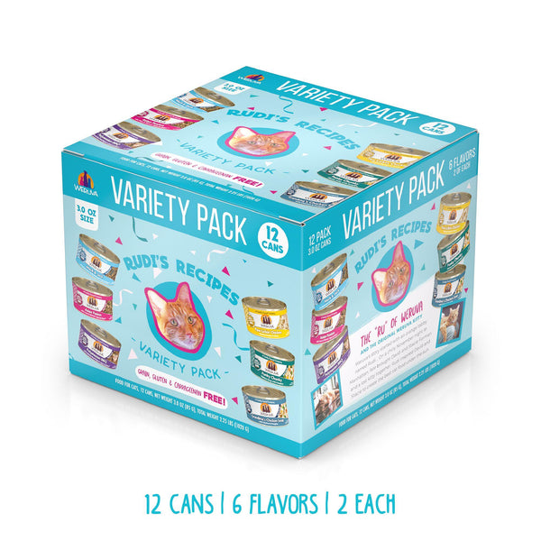 Weruva Classic Cat Rudi's Recipes Variety Pack Wet Cat Food Can, 3-oz, 12-pk