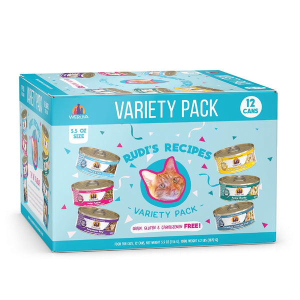 Weruva Classic Cat Rudi's Recipes Variety Pack Wet Cat Food Can, 5.5-oz, 12-pk