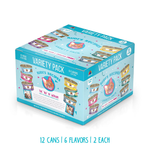 Weruva Classic Cat Rudi's Recipes Variety Pack Wet Cat Food Can, 5.5-oz, 12-pk