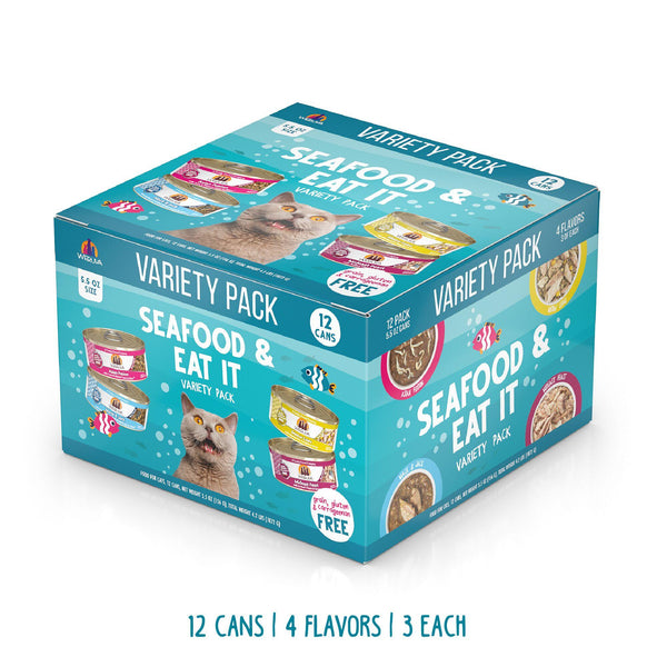 Weruva Classic Cat Seafood & Eat It! Variety Pack Wet Cat Food Can, 5.5-oz, 12-pk