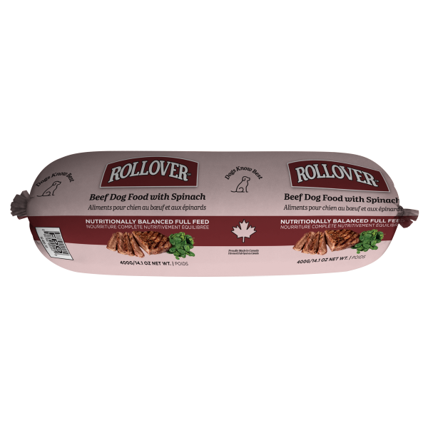 Rollover Beef with Spinach Roll Dog Food