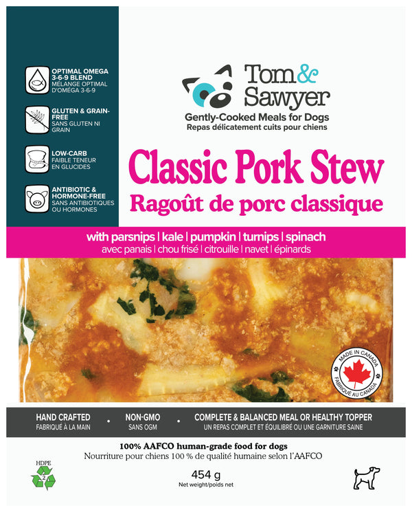 Tom&Sawyer Ragoût classique de porc Nourriture congelée pour chien
