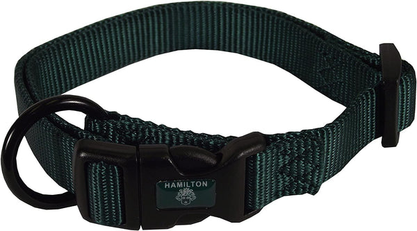 Hamilton Adjustable Nylon Dog Collar, Dark Green