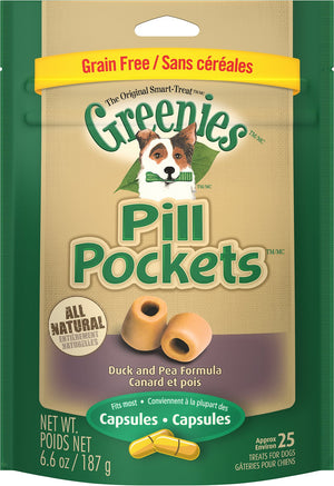 Greenies Pill Pockets Canine Capsules Formule Canard Rôti et Pois Friandises pour chiens