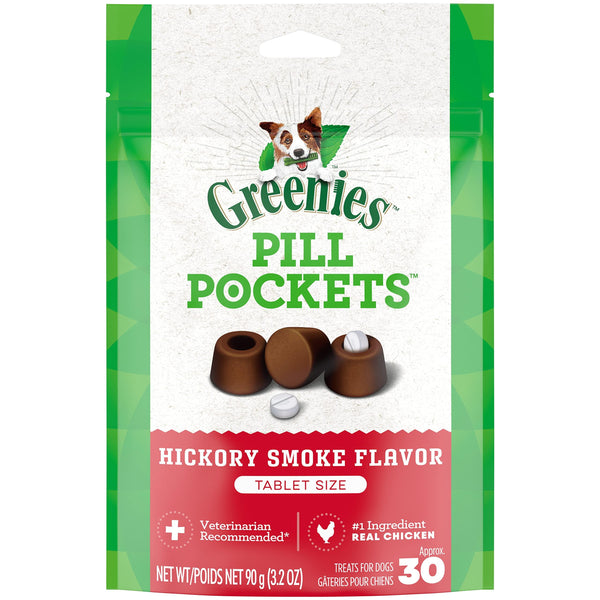 Greenies Pill Pockets Friandises pour chiens, goût Hickory Smoke, 30 unités