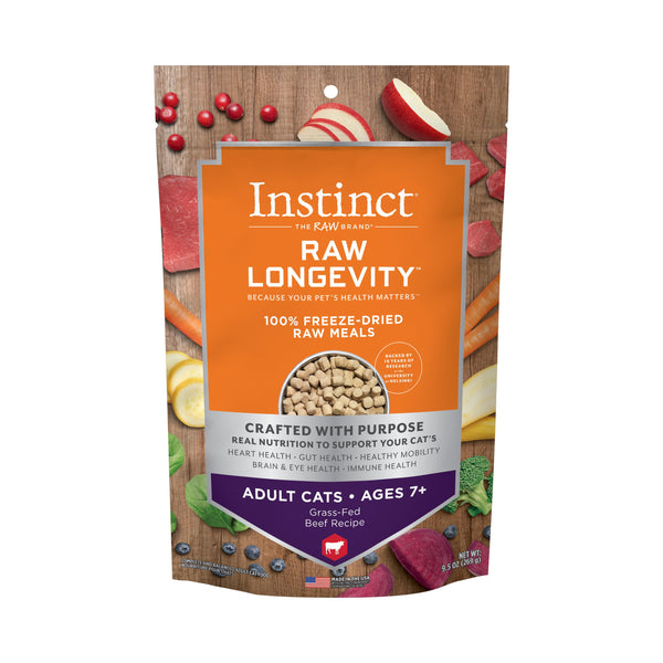 Instinct Raw Longevity Grass-Fed Beef Age 7+ 100% Freeze-Dried Cat Food