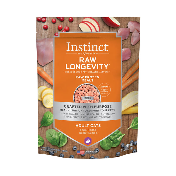 Instinct Raw Longevity Bites Cage-Free Rabbit Frozen Cat Food
