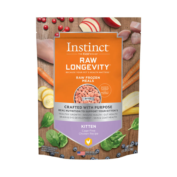 Instinct Raw Longevity Bites Cage-Free Chicken Kitten Frozen Cat Food