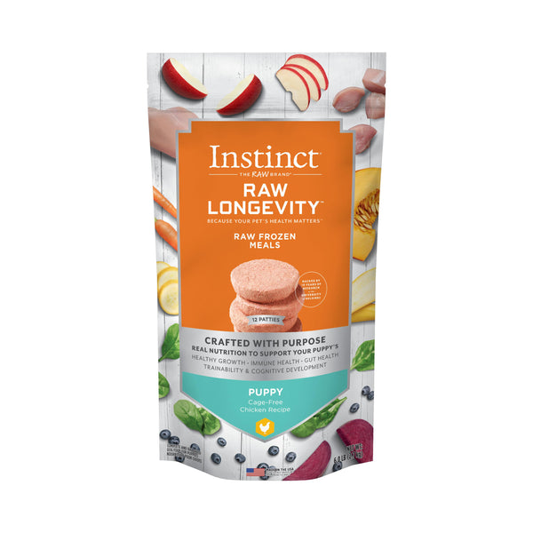 Instinct Raw Longevity Patties Cage-Free Chicken Puppy Frozen Dog Food