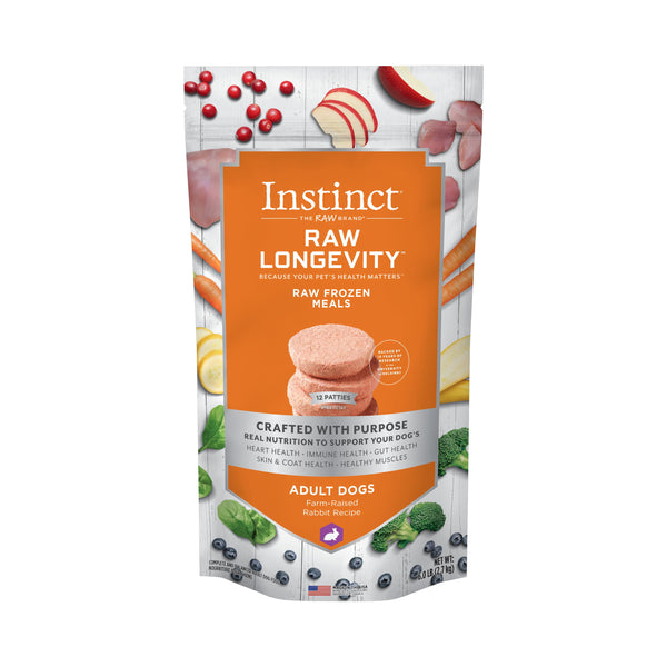 Instinct Raw Longevity Patties Farm-Raised Rabbit Frozen Dog Food