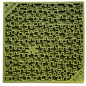 SodaPup Tapis à lécher d'enrichissement motif puzzle eMat distributeur lent de nourriture pour chiens, vert.
