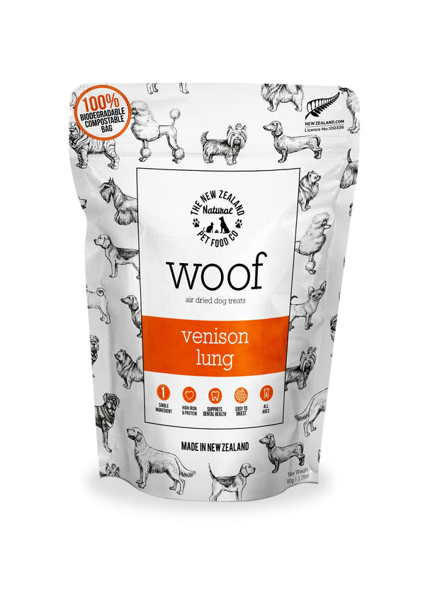 New Zealand Natural Pet Food Woof Venison Lung Air-Dried Dog Treats