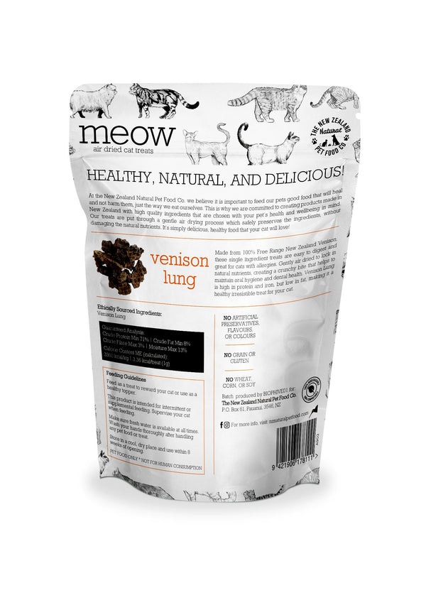 New Zealand Natural Pet Food Meow Venison Lung Treats Air-Dried Cat Treats