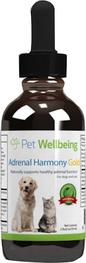 Pet Wellbeing Adrenal Harmony Gold Complément pour chiens et chats Maladie de Cushing, flacon de 2 oz