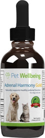 Pet Wellbeing Adrenal Harmony Gold Complément pour chiens et chats Maladie de Cushing, flacon de 2 oz