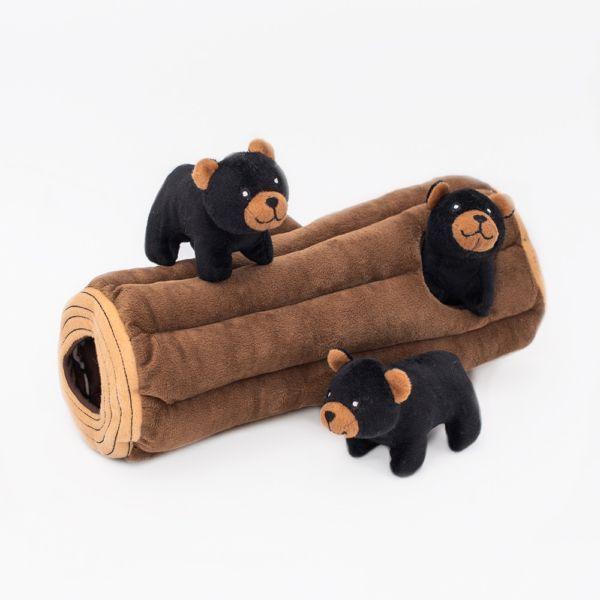ZippyPaws Jouet pour chien Zippy Burrow Bûche Ours Noir