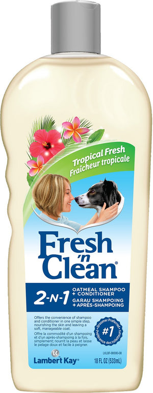 PetAg Fresh 'N Clean Shampooing et Après-shampooing Topique Frais 2-en-1 à l'Avoine pour Chien, Bouteille de 18 oz
