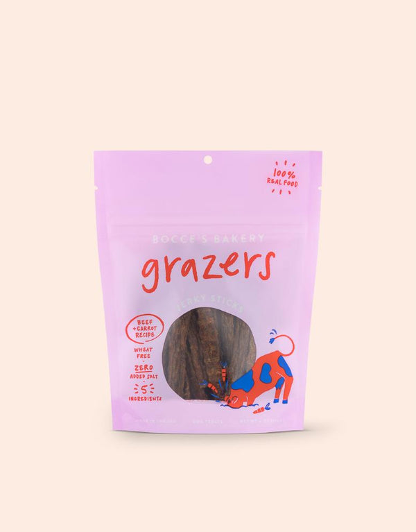 Bocce's Dog Grazers Jerky Sticks, Beef & Carrot
