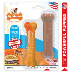 Nylabone Puppy Power Chew Flavor Frenzy Beef Broth, Vegetables & Bacon Dog Toy