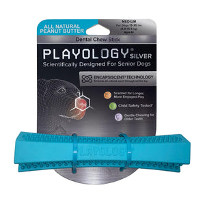 Playology Silver Dental Chew Stick Peanut Butter Scented Dog Toy