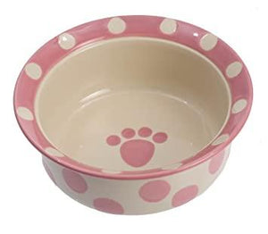 PetRageous Gamelle pour chien Polka Paws, rose foncé