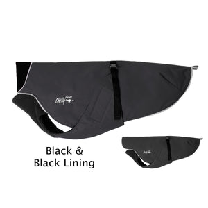 Chilly Dogs Harbour Slicker Dog Raincoat, Black/ Black Lining