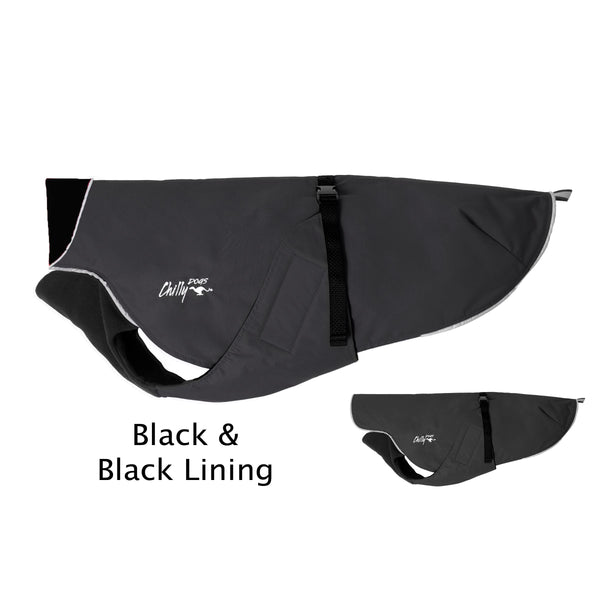 Chilly Dogs Harbour Slicker Dog Raincoat, Black/ Black Lining