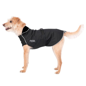 Chilly Dogs Harbour Slicker Dog Raincoat, Black/ Black Lining