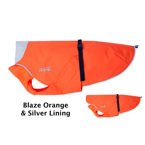 Chilly Dogs Harbour Slicker Dog Raincoat, Blaze Orange/ Silver Lining