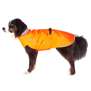 Chilly Dogs Harbour Slicker Dog Raincoat, Blaze Orange/ Silver Lining