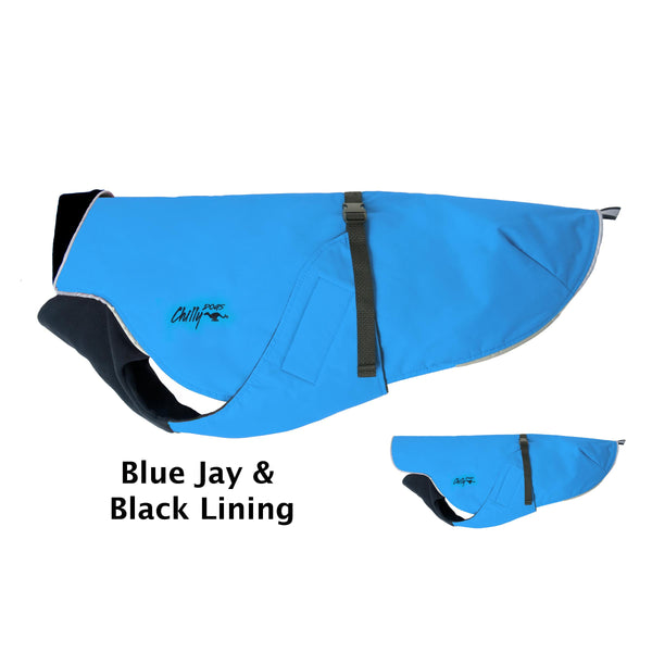 Chilly Dogs Harbour Slicker Dog Raincoat, Blue Jay/ Black Lining