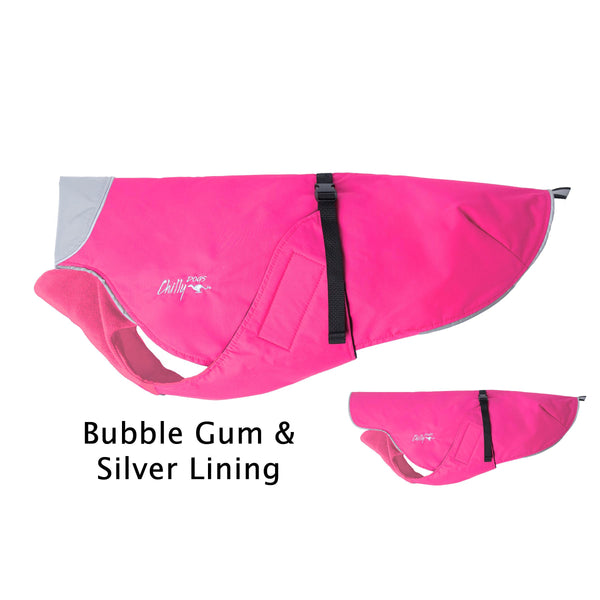 Chilly Dogs Harbour Slicker Dog Raincoat, Bubble Gum/ Silver Lining