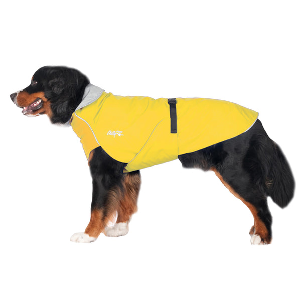 Chilly Dogs Harbour Slicker Dog Raincoat, Duckling Yellow/ Silver Lining