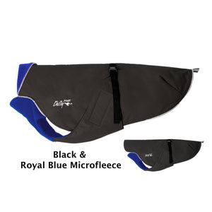 Chilly Dogs Alpine Blazer Dog Coat, Black/ Royal Blue Micro Fleece