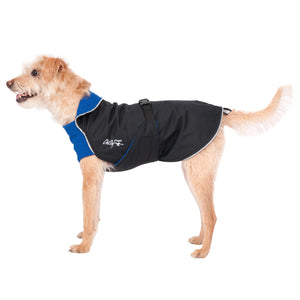 Chilly Dogs Alpine Blazer Dog Coat, Black/ Royal Blue Micro Fleece