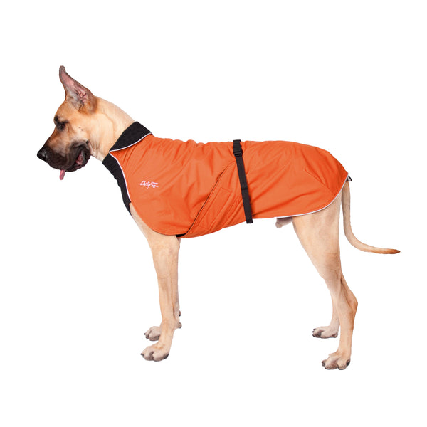 Chilly Dogs Alpine Blazer Dog Coat, Burnt Orange/ Black Micro Fleece