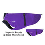 Chilly Dogs Alpine Blazer Dog Coat, Imperial Purple/ Black Micro Fleece
