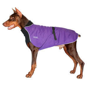 Chilly Dogs Alpine Blazer Dog Coat, Imperial Purple/ Black Micro Fleece