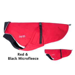 Chilly Dogs Alpine Blazer Dog Coat, Red/ Black Micro Fleece